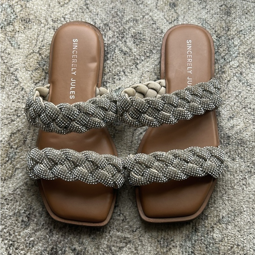 Sincerely Jules Braided Sandals - Gray and Brown